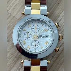 Klaus-Kobec Couture Sports Chronograph Men’s Watch White Dial Two-Tone Bracelet